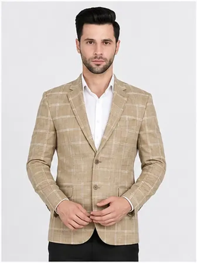 Sand Windowpane Blazer