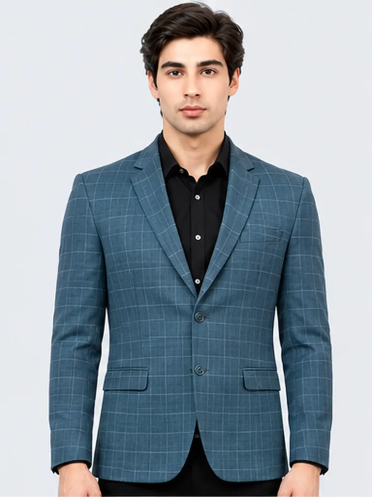 Teal Windowpane Blazer