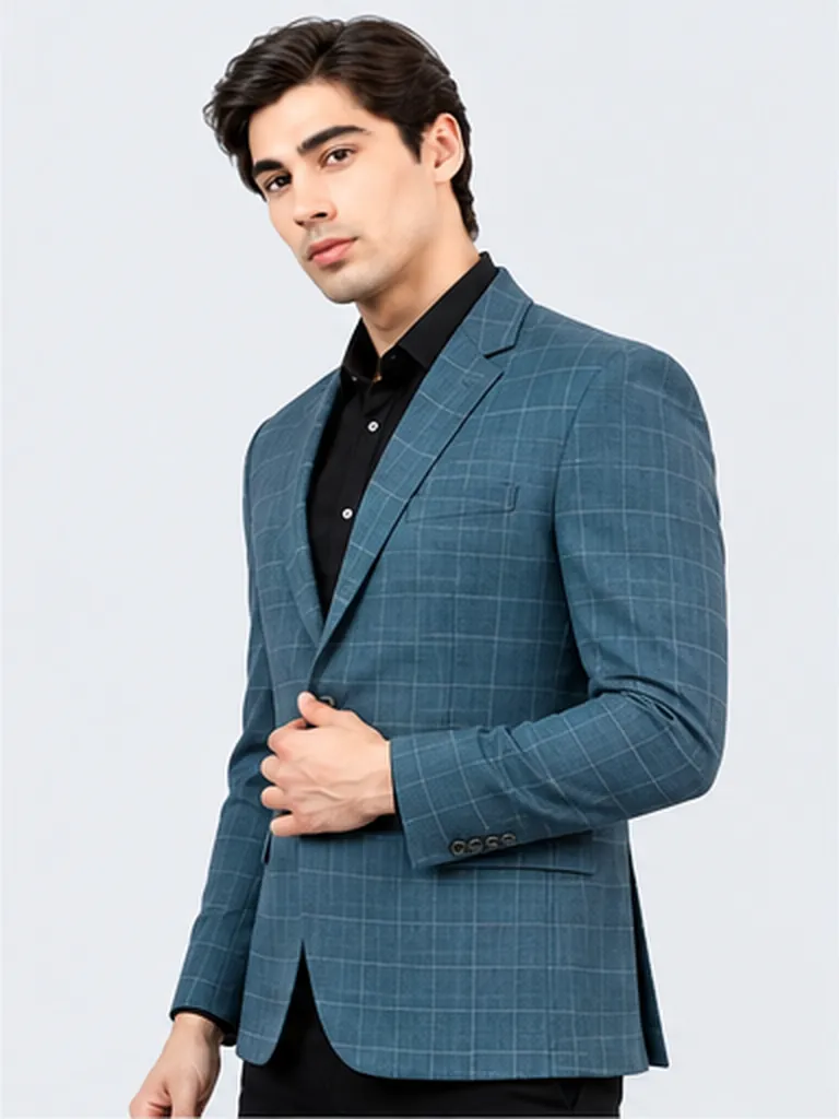 Teal Windowpane Blazer view 3