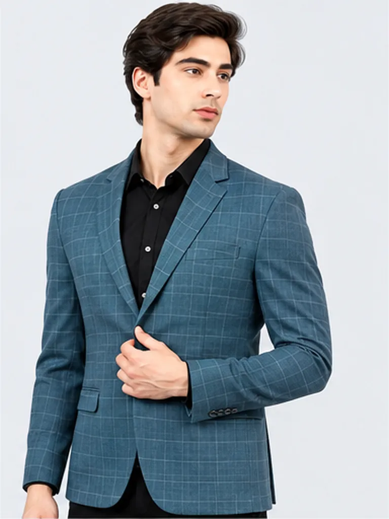 Teal Windowpane Blazer view 4