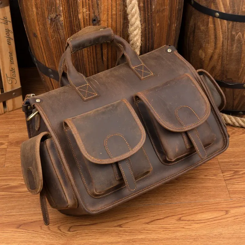 Crazy Horse Leather Briefcase view 3