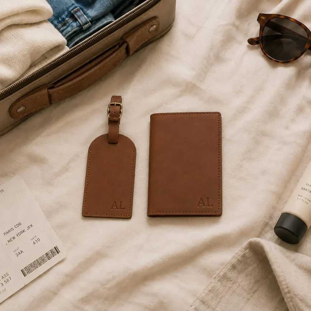 Leather Passport Holder & Luggage Tag view 3