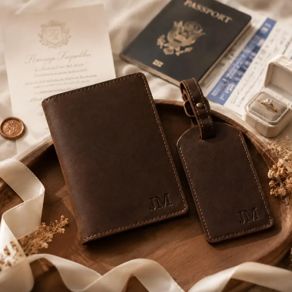 Leather Passport Holder & Luggage Tag view 4