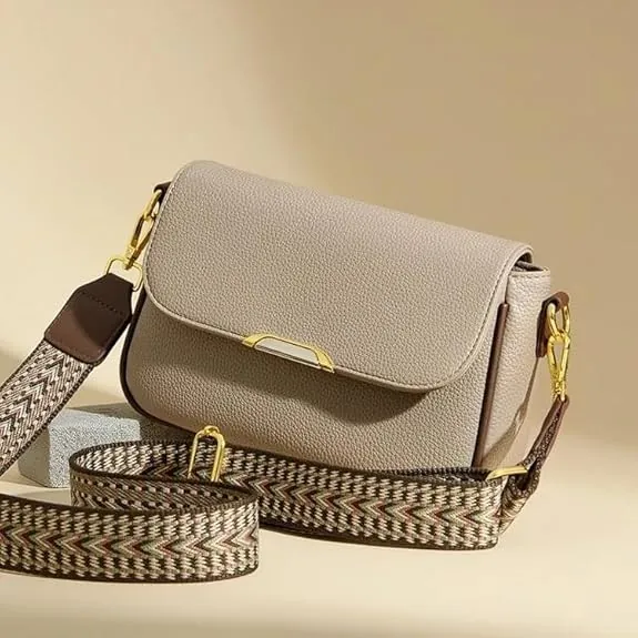 Taupe Flap Crossbody Bag