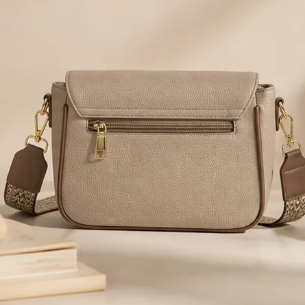 Taupe Flap Crossbody Bag view 4