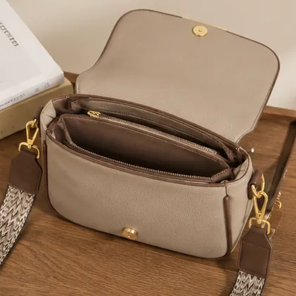 Taupe Flap Crossbody Bag view 5