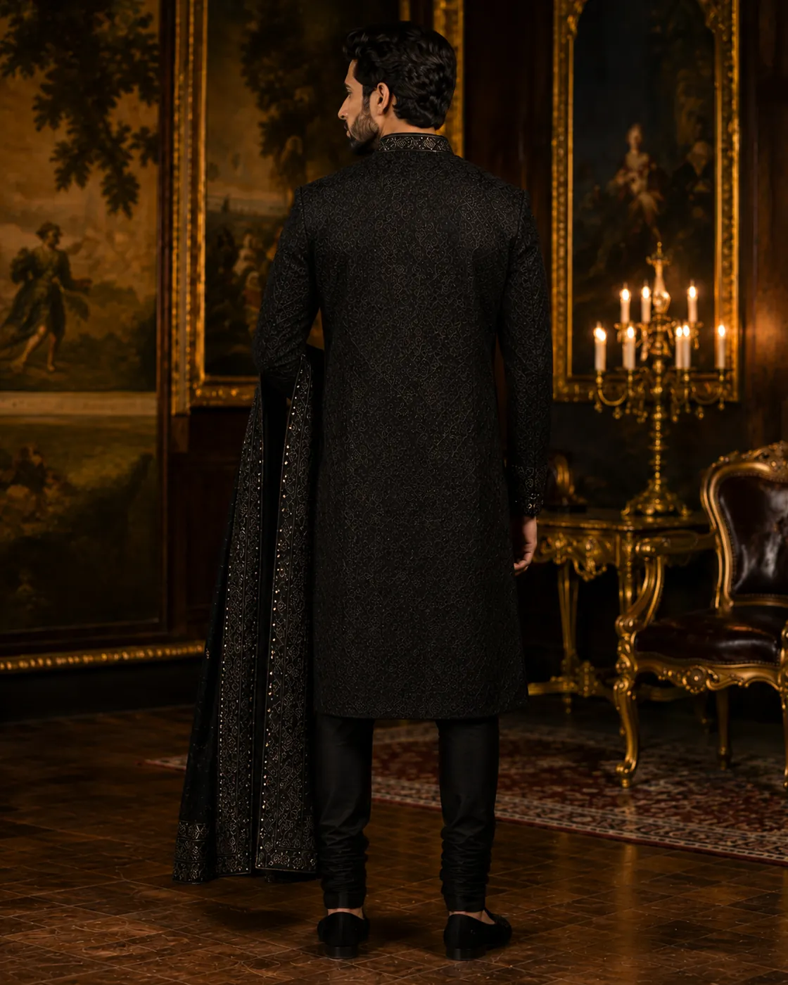 Midnight Jaal Sherwani view 3