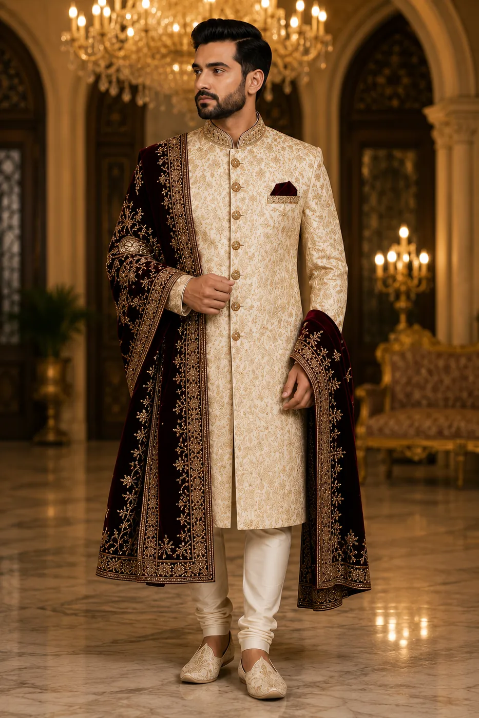 Imperial Gold Brocade Sherwani