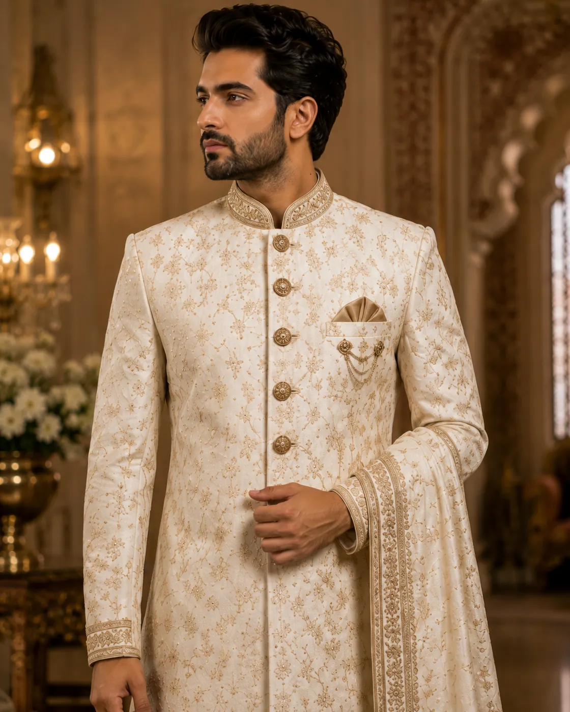 Pearl Jaal Sherwani view 4