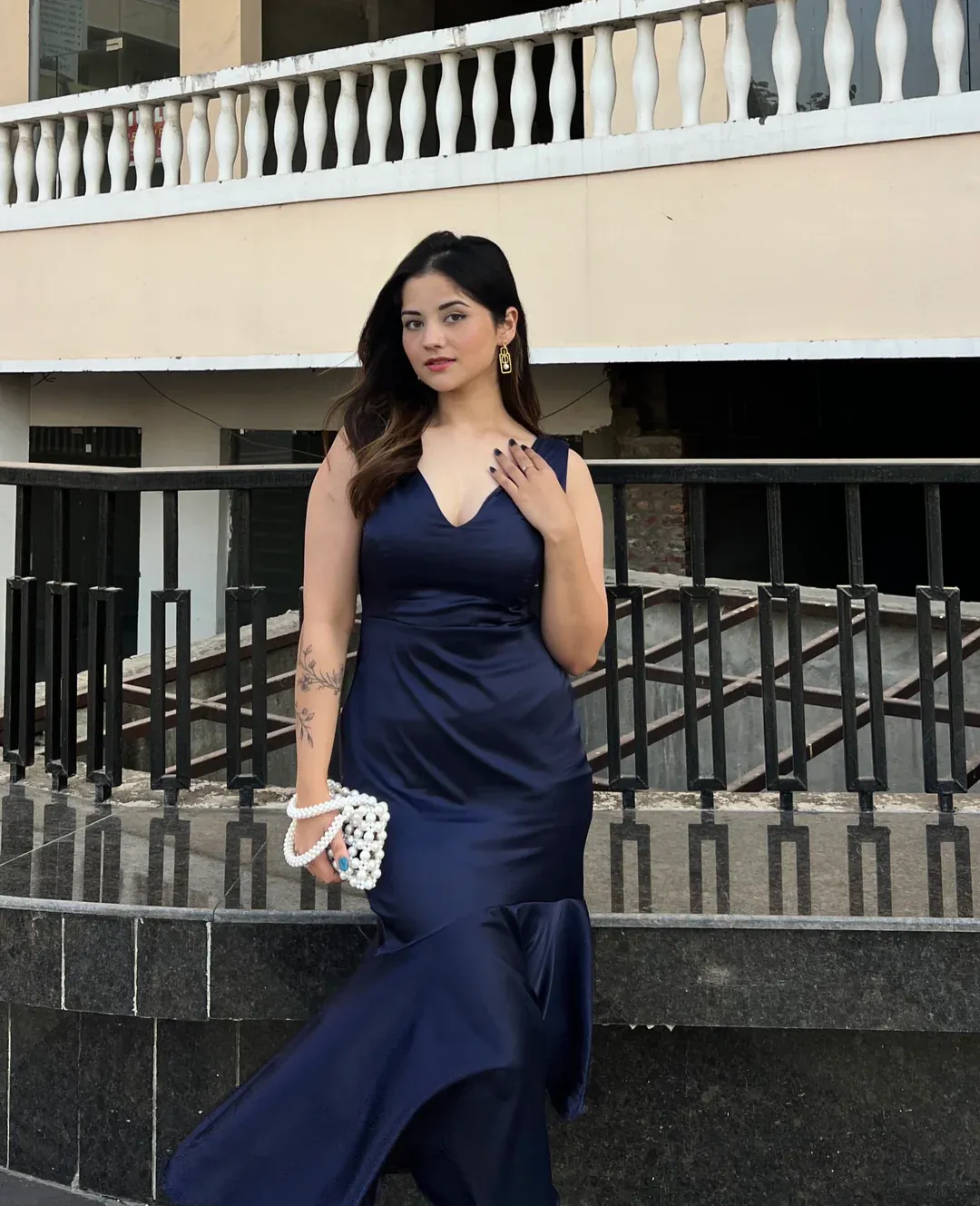 Midnight Satin Cowl Dress