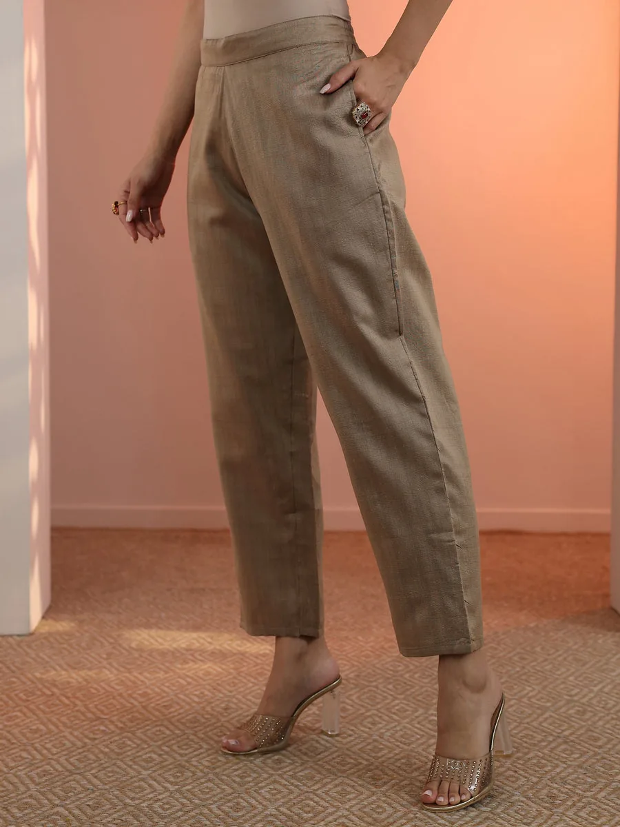 Tan Embroidered Suit Set view 5